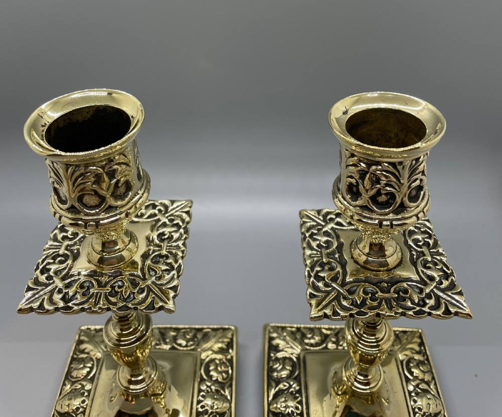 19thc Victorian brass candlesticks c1860 View III