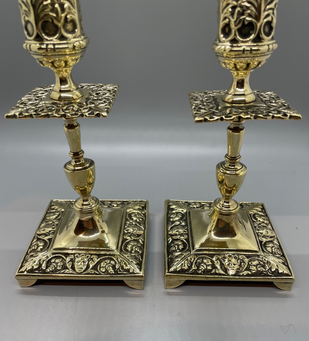 19thc Victorian brass candlesticks c1860 View VII