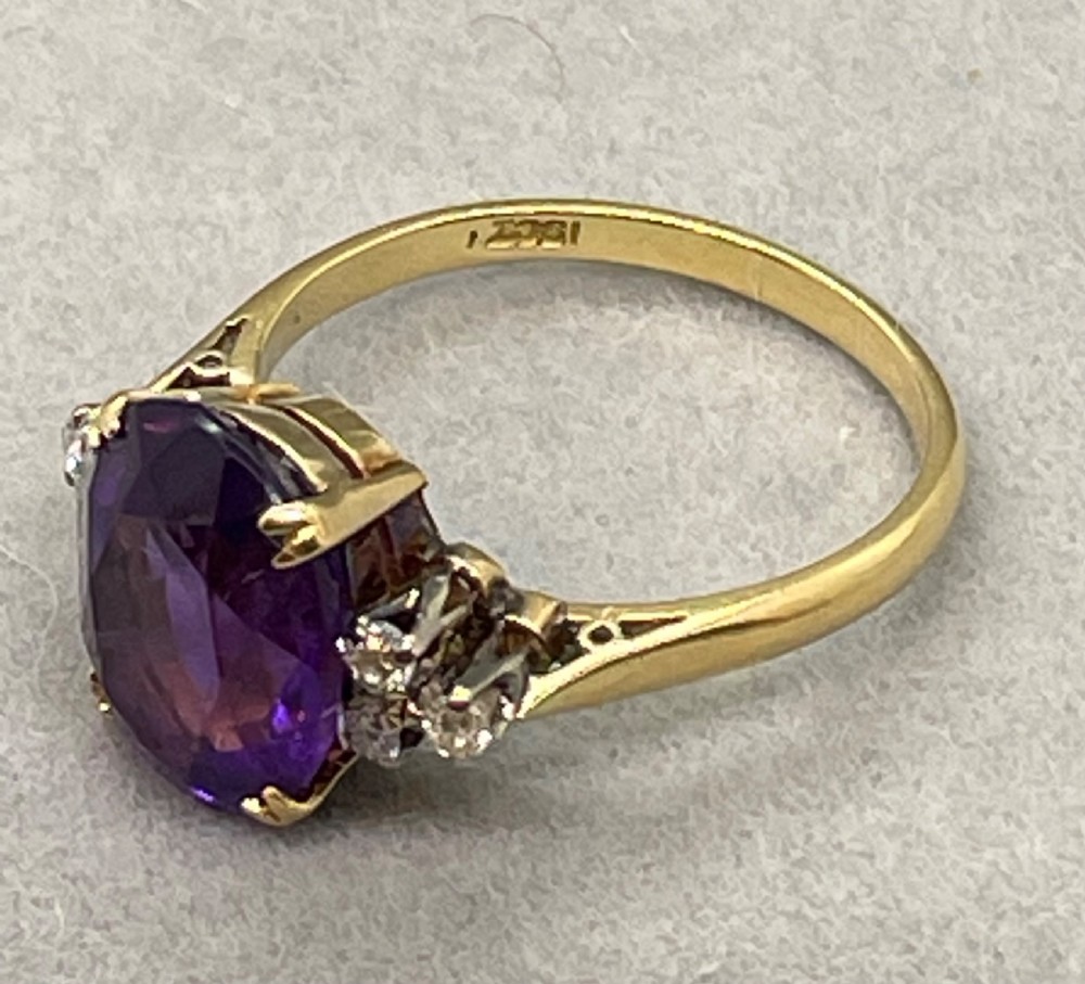Vintage amethyst diamond 18ct gold cocktail ring c1950 View IV