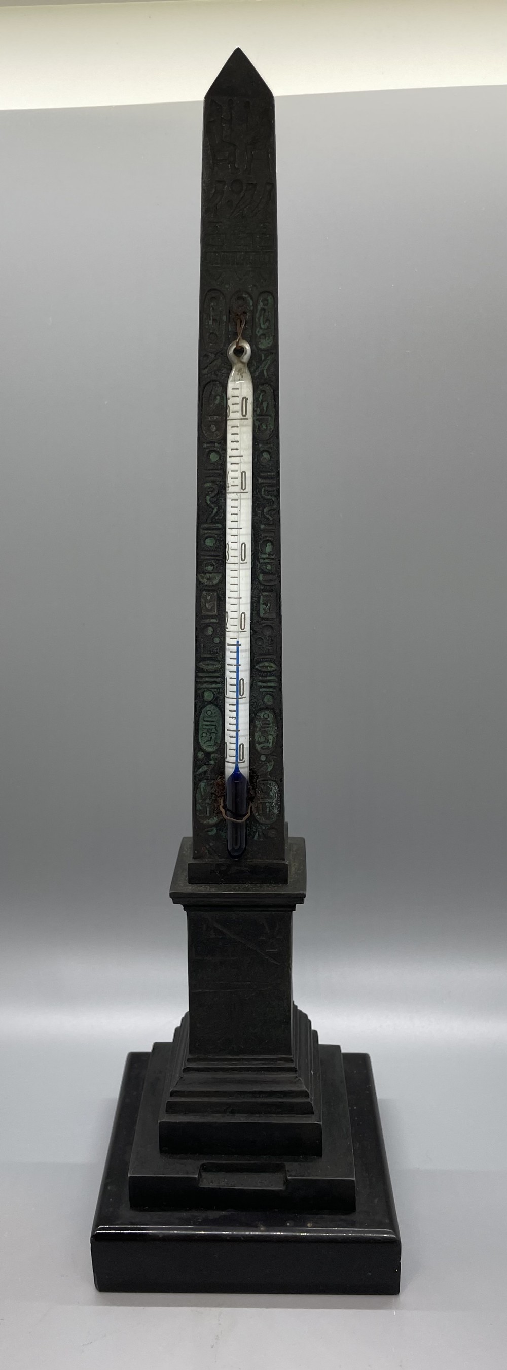Grand Tour style Paris Luxor obelisk temperature gauge  c1900
