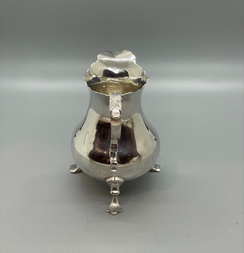 18thc Georgian silver cream jug London 1761  View II
