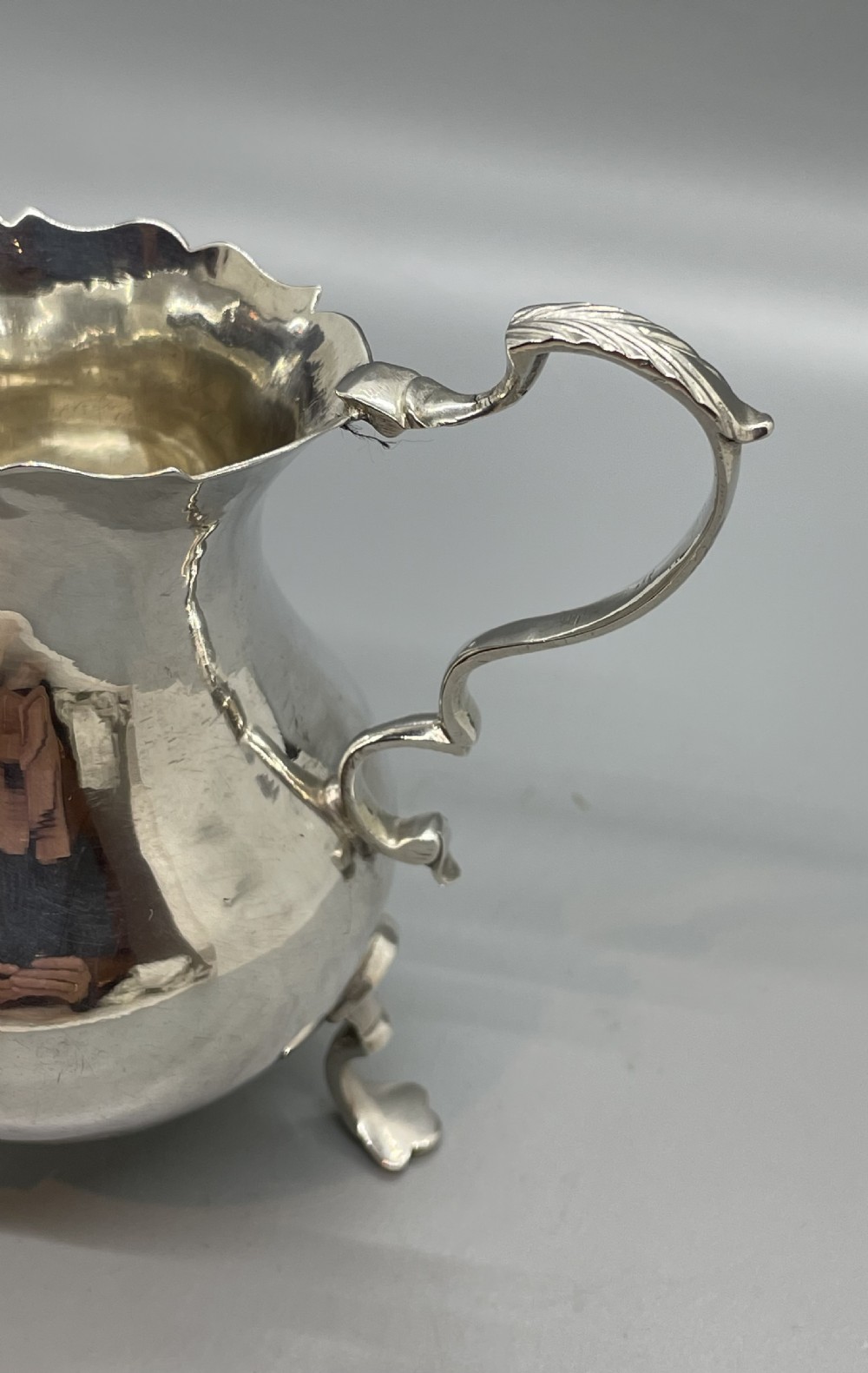 18thc Georgian silver cream jug London 1761  View III