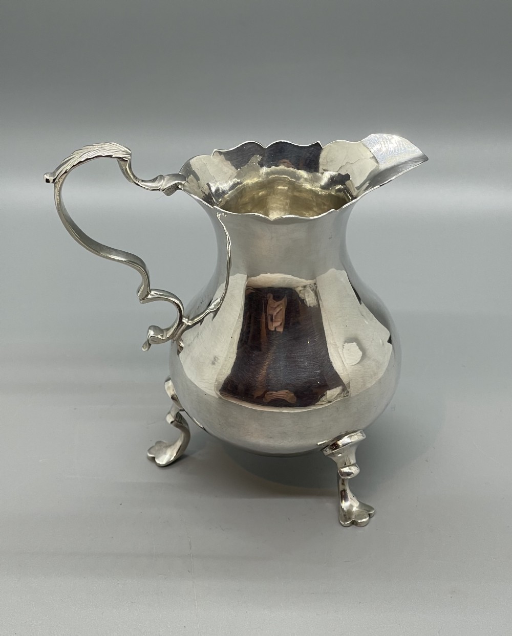 18thc Georgian silver cream jug London 1761  View V