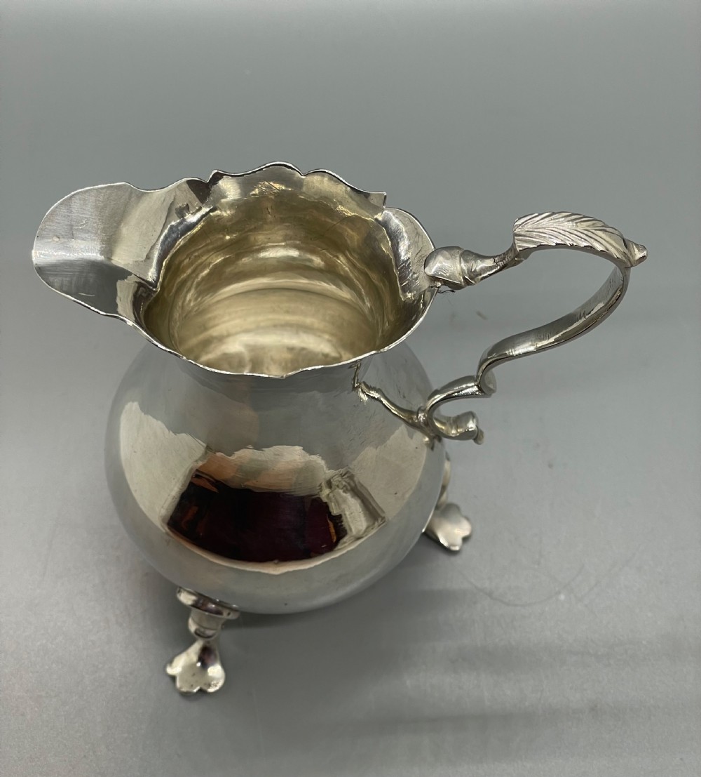18thc Georgian silver cream jug London 1761  View VI
