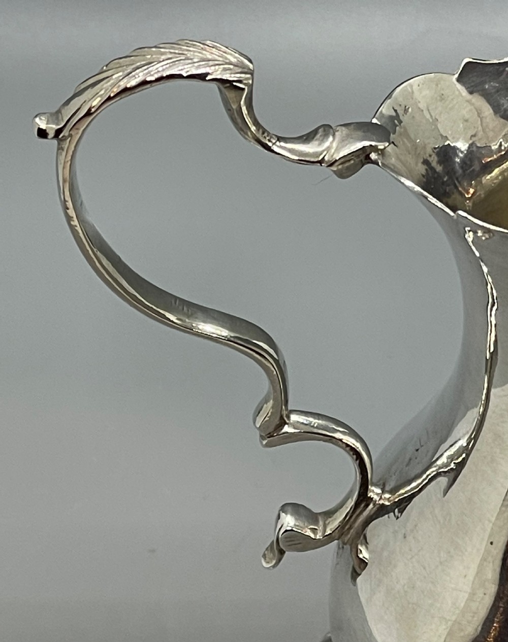 18thc Georgian silver cream jug London 1761  View X