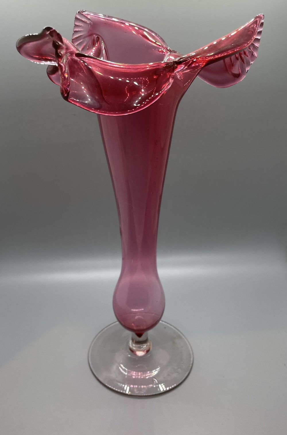 Late 19thc Victorian Art Nouveau cranberry vase c1880