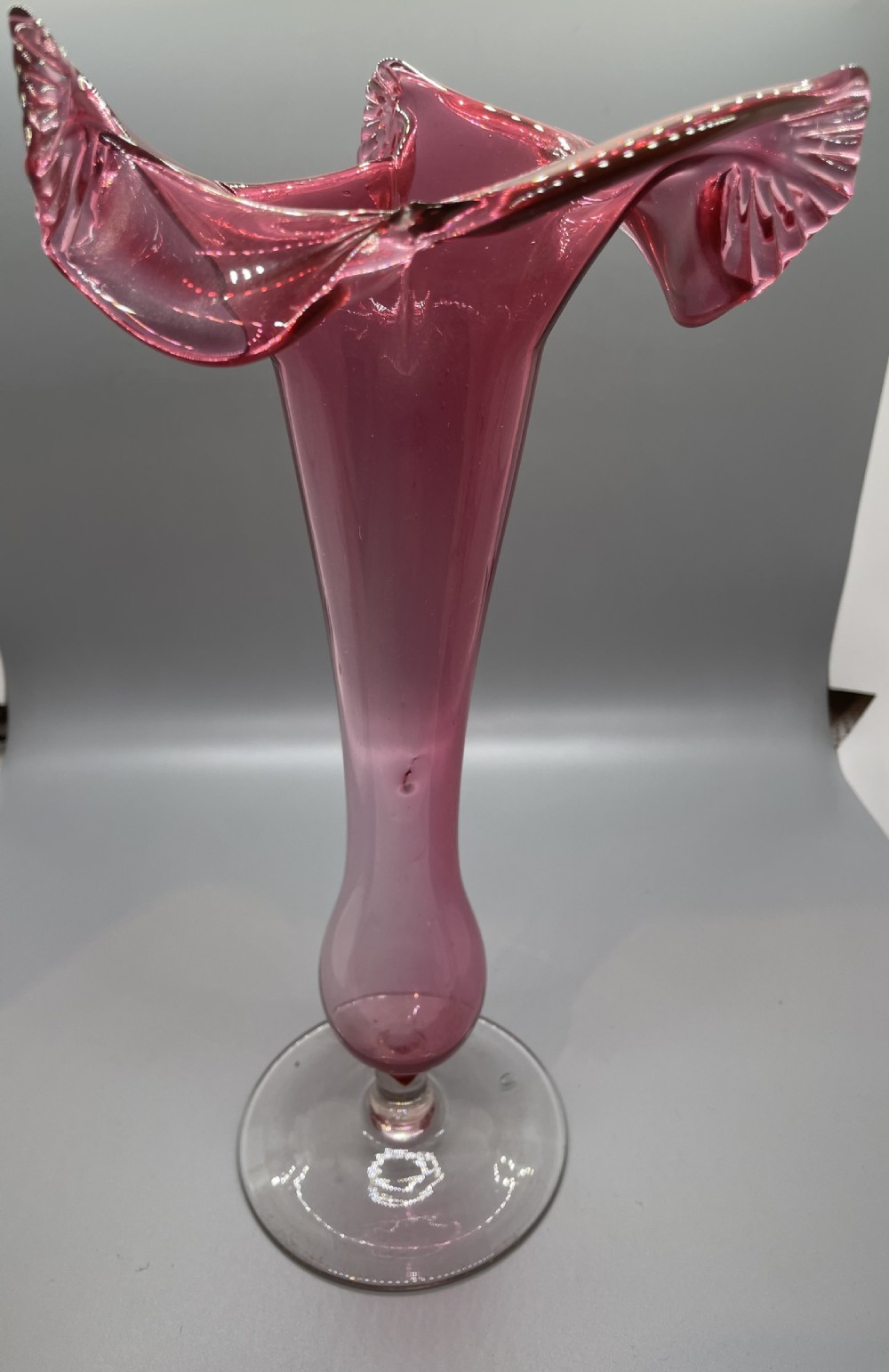 Late 19thc Victorian Art Nouveau cranberry vase c1880 View III