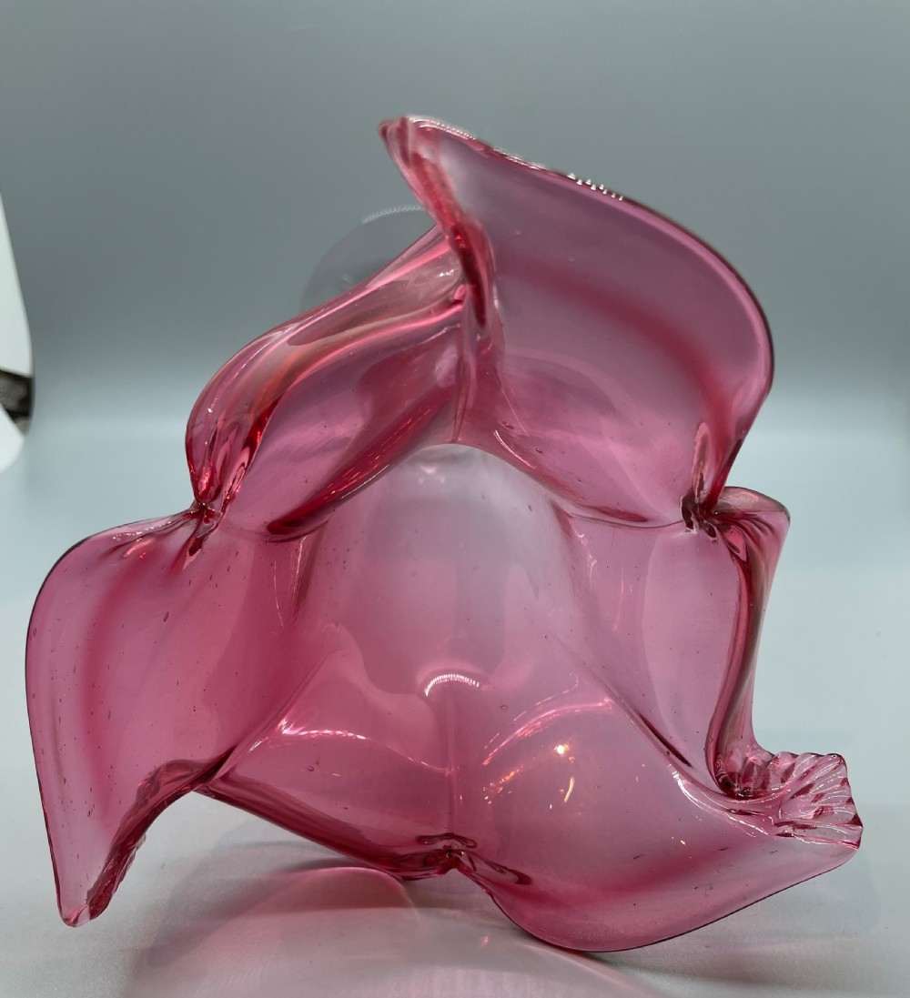 Late 19thc Victorian Art Nouveau cranberry vase c1880 View IV