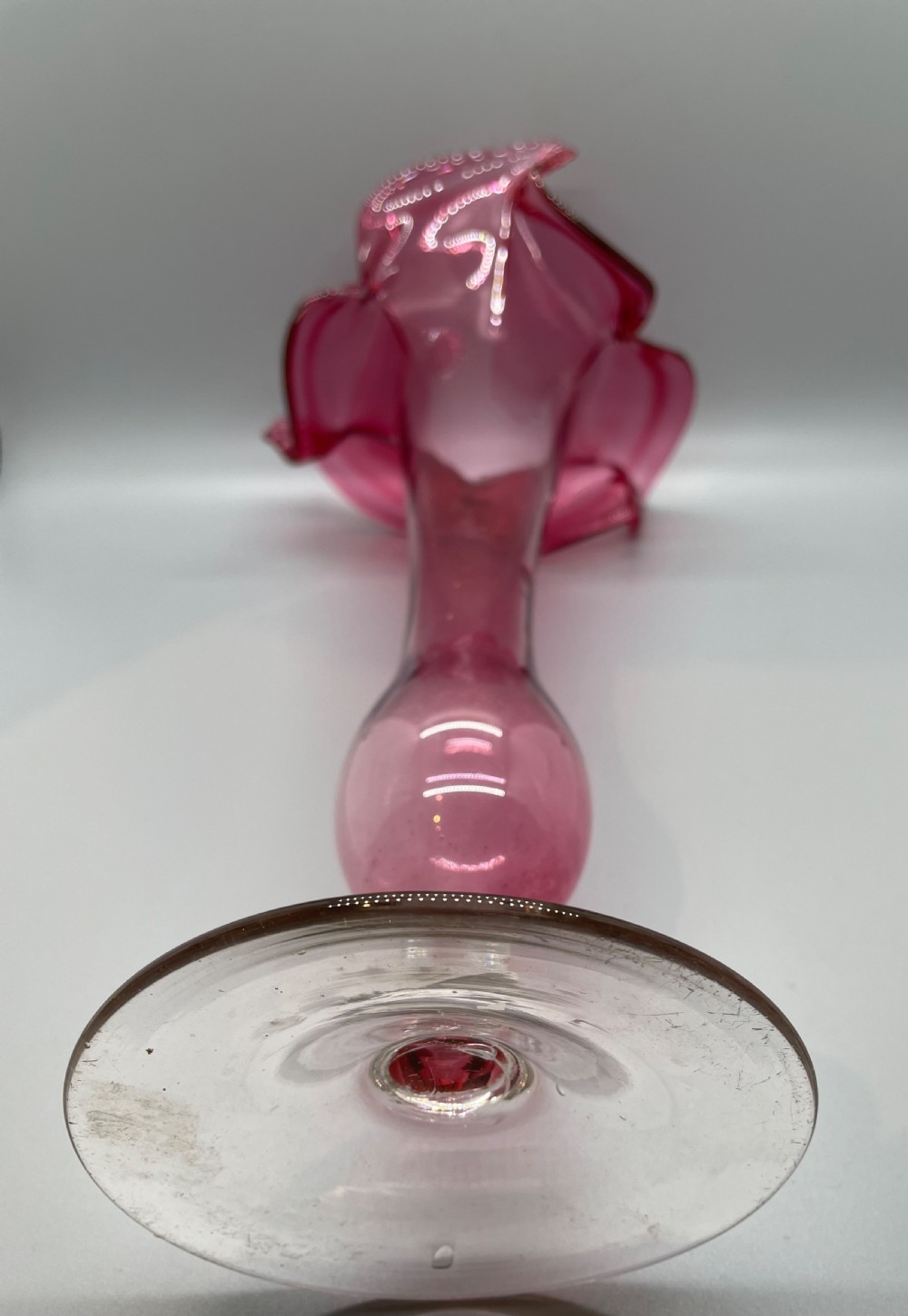 Late 19thc Victorian Art Nouveau cranberry vase c1880 View VI