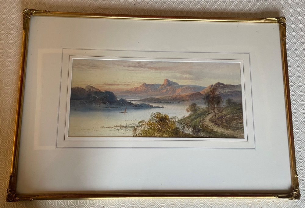 19thc watercolour of  a loch by William Henry Earp c1880