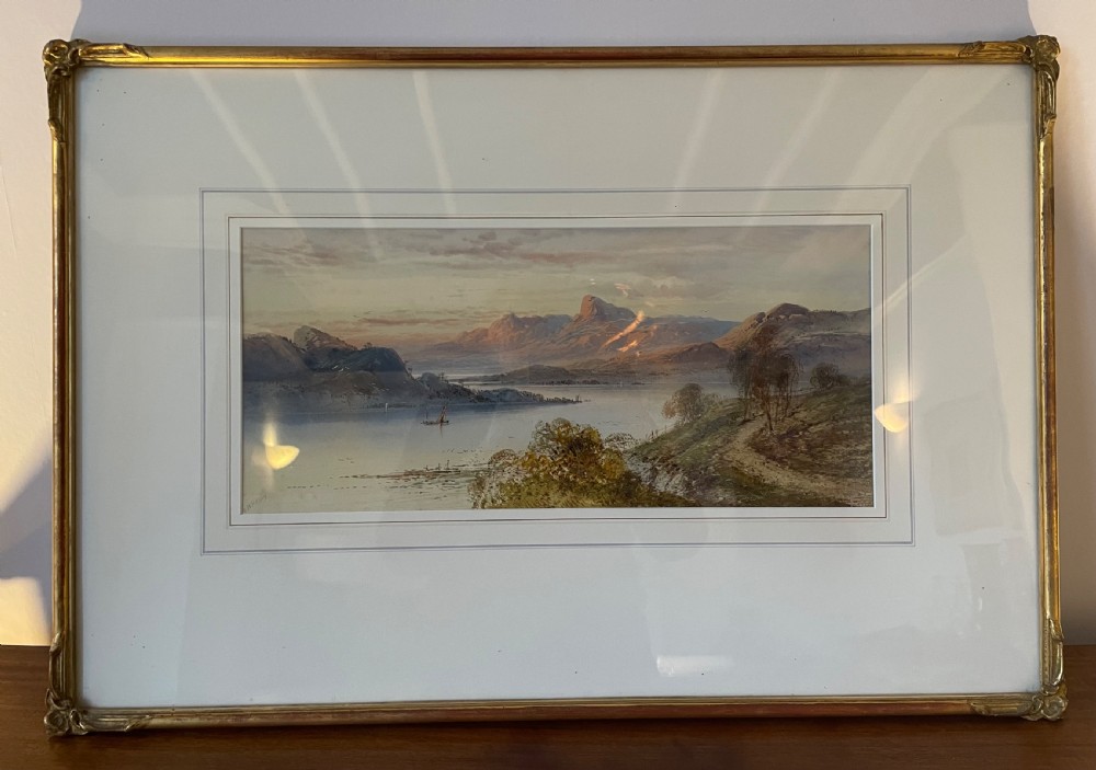 19thc watercolour of  a loch by William Henry Earp c1880 View II