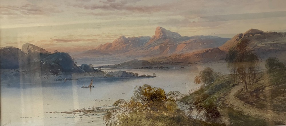 19thc watercolour of  a loch by William Henry Earp c1880 View III