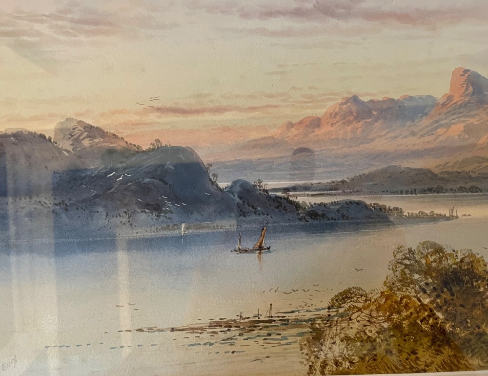 19thc watercolour of  a loch by William Henry Earp c1880 View IV