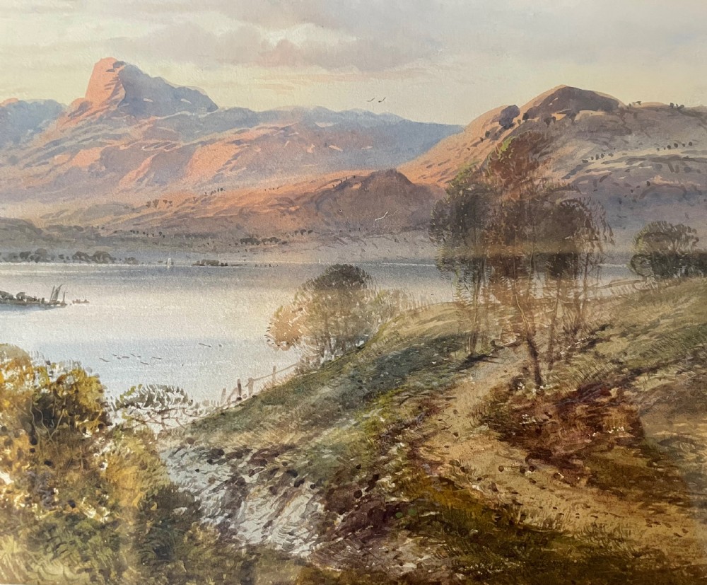 19thc watercolour of  a loch by William Henry Earp c1880 View X
