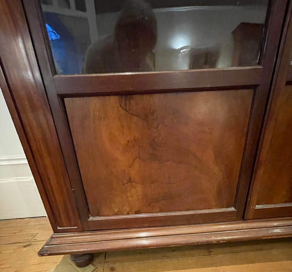 Early Victorian mahogany glazed bookcase cupboard c1860 View VII