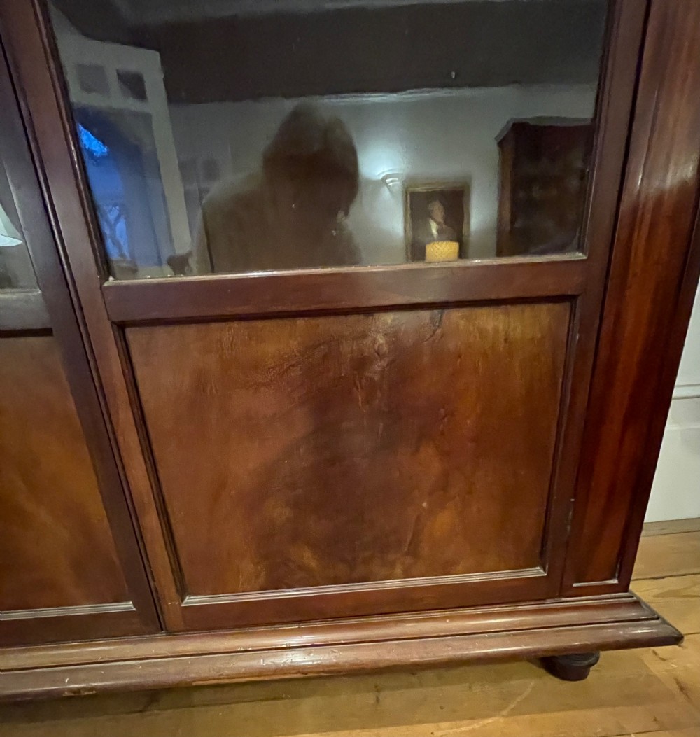Early Victorian mahogany glazed bookcase cupboard c1860 View VIII