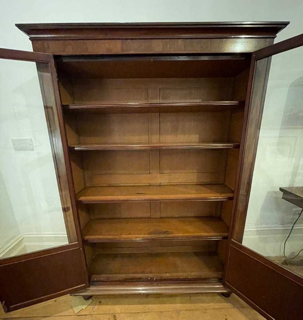 Early Victorian mahogany glazed bookcase cupboard c1860 View X