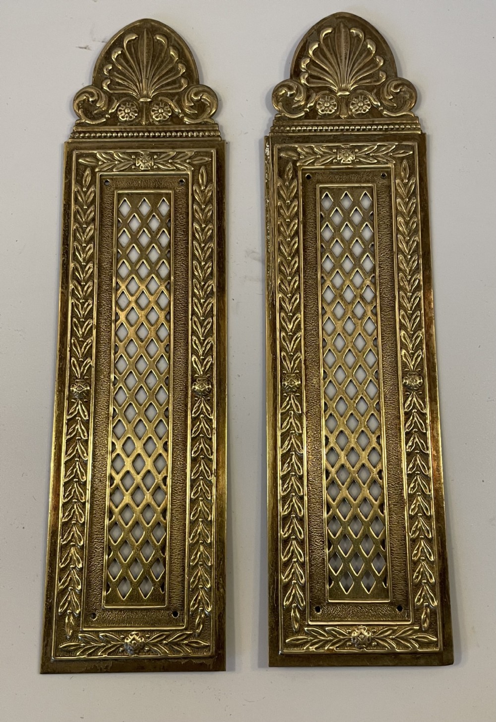Pair 19thc French brass doorplates c1880