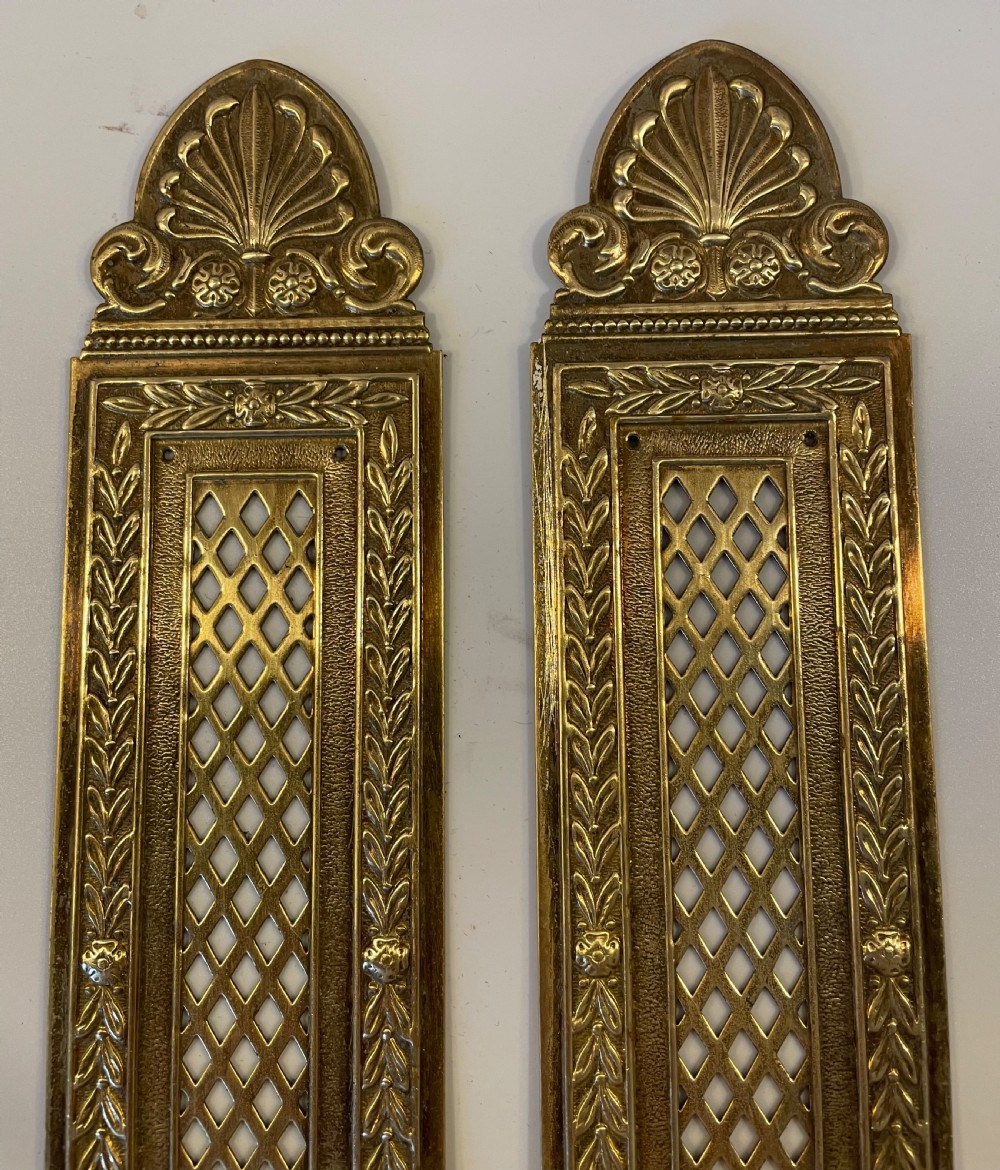 Pair 19thc French brass doorplates c1880 View V
