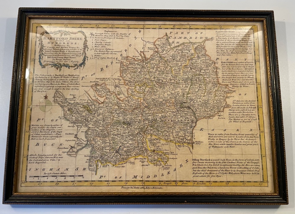 18thc Map of Hertfordshire c1750