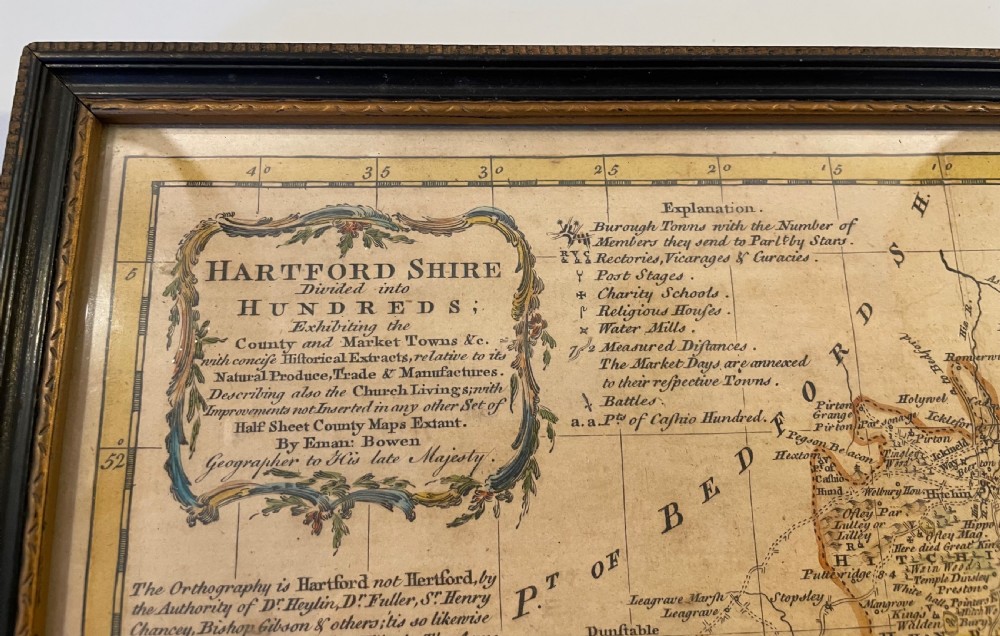 18thc Map of Hertfordshire c1750 View III