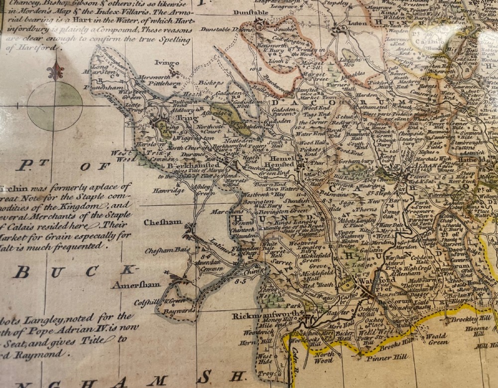 18thc Map of Hertfordshire c1750 View V