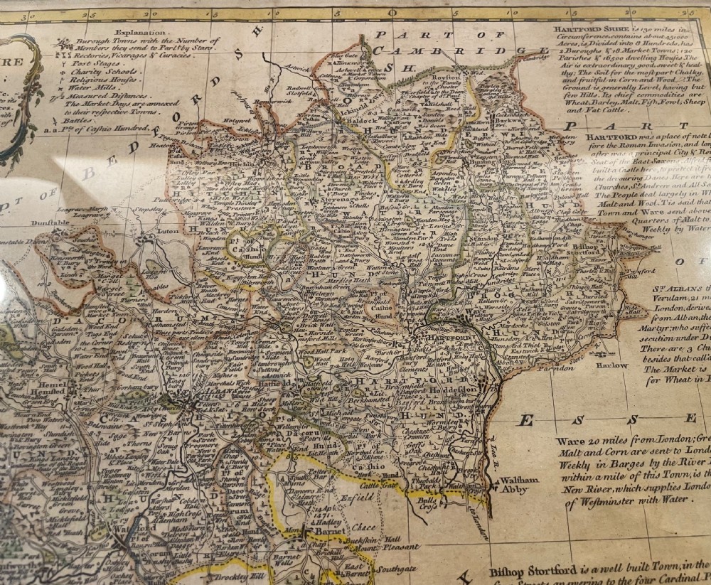 18thc Map of Hertfordshire c1750 View VI