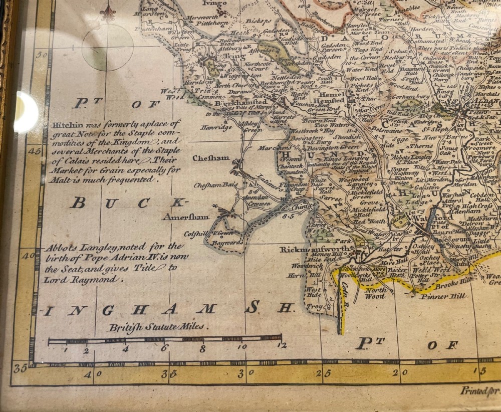 18thc Map of Hertfordshire c1750 View VII
