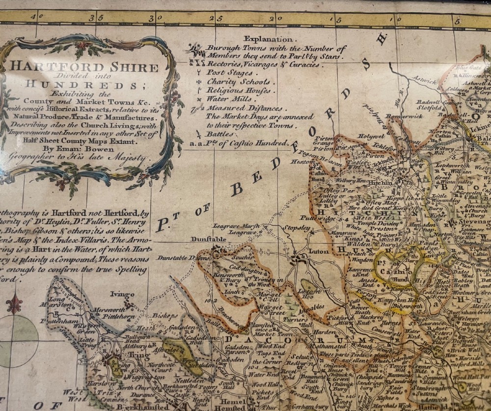 18thc Map of Hertfordshire c1750 View X