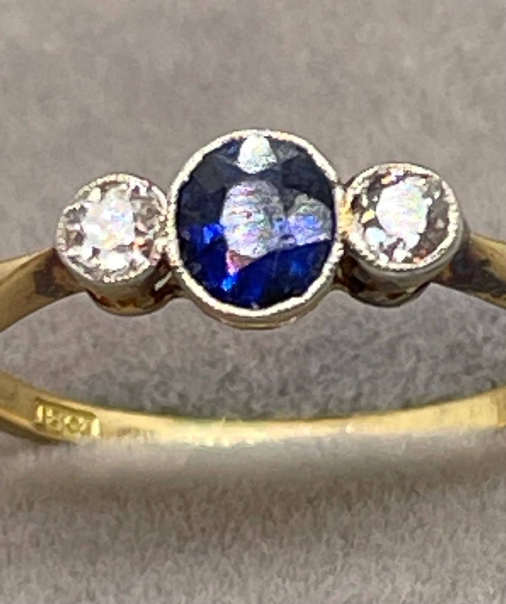 Deco era 18ct sapphire and diamond ring c1930  View VI