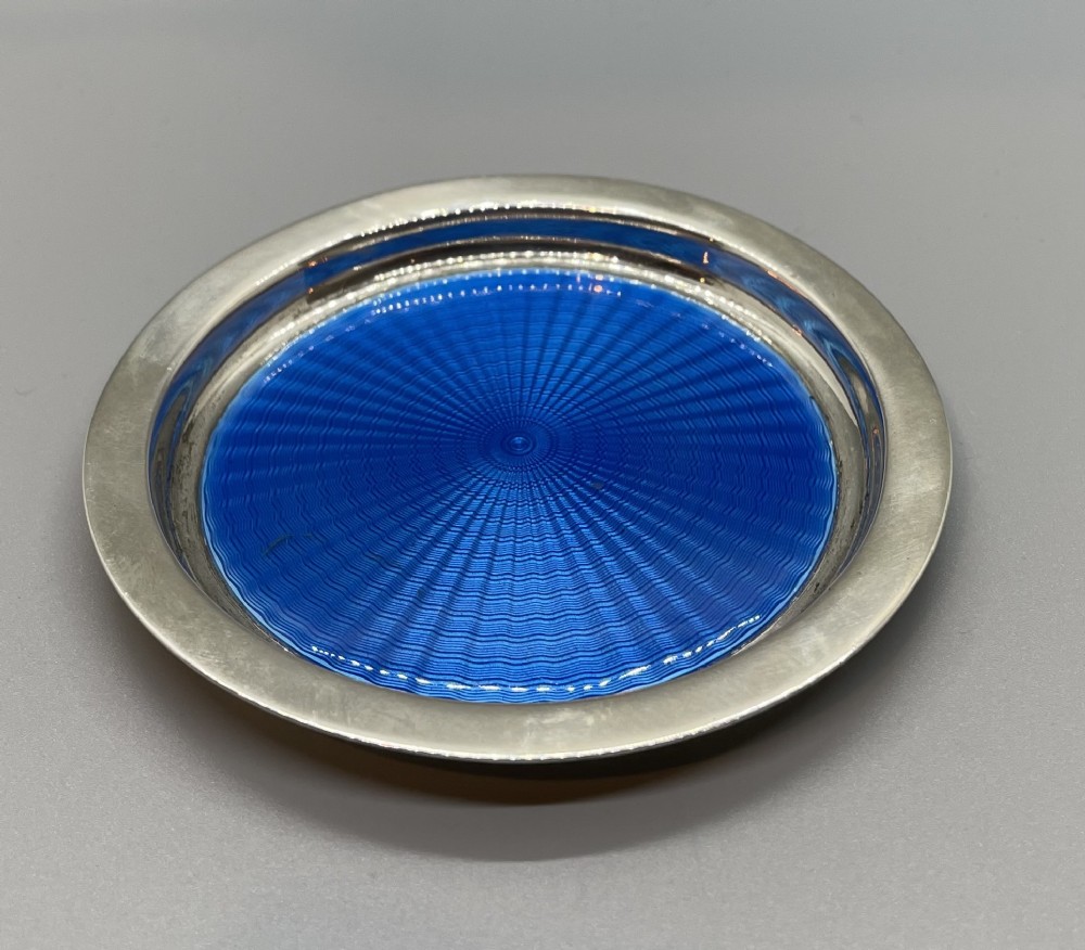 Deco era silver enamelled dish London 1932 