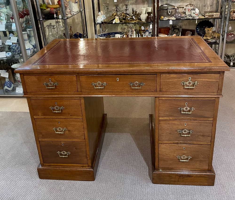Victorian walnut pedestal desk c1870