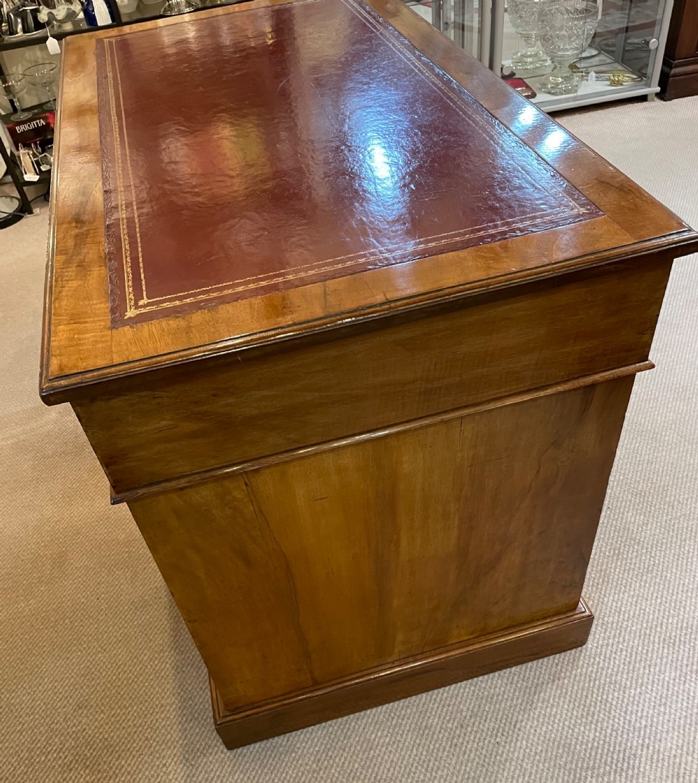 Victorian walnut pedestal desk c1870 View XIV