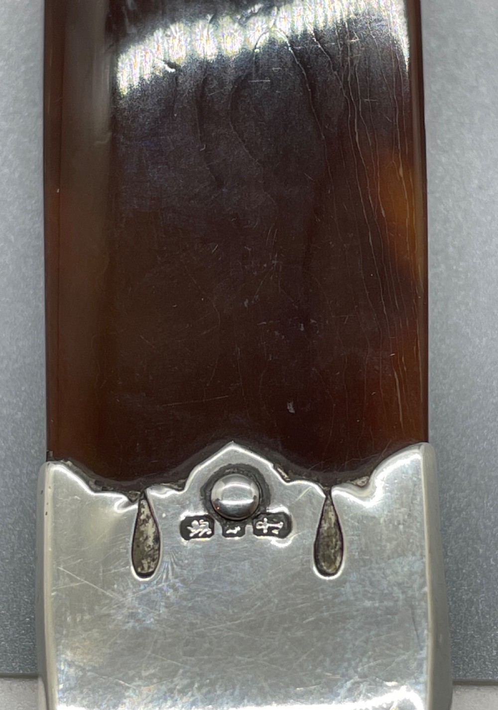 A Victorian letter opener with a spiral-fluted silver handle and a dark brown tortoiseshell blade. View III