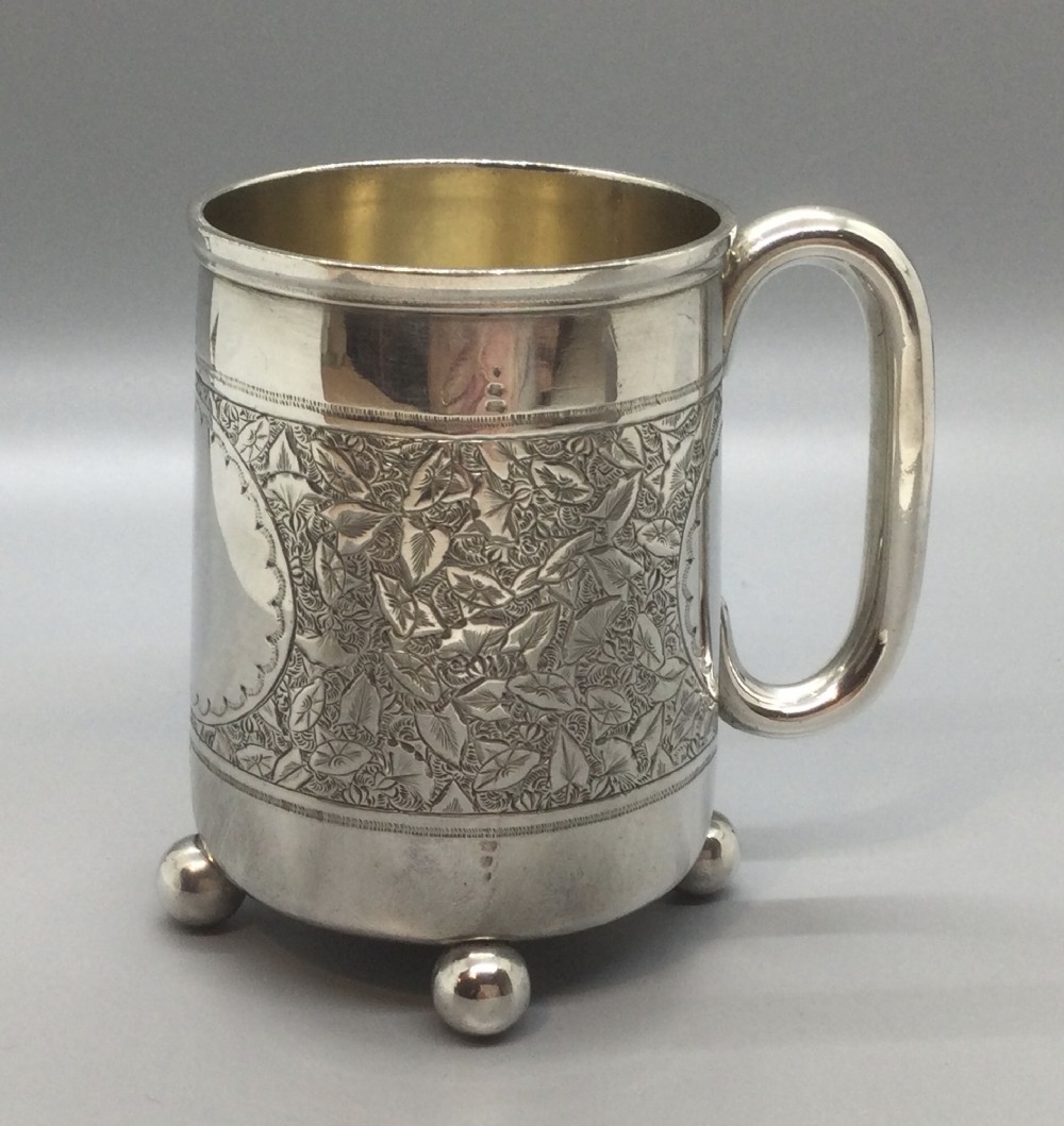 Victorian silver christening mug tankard Birmingham 1878