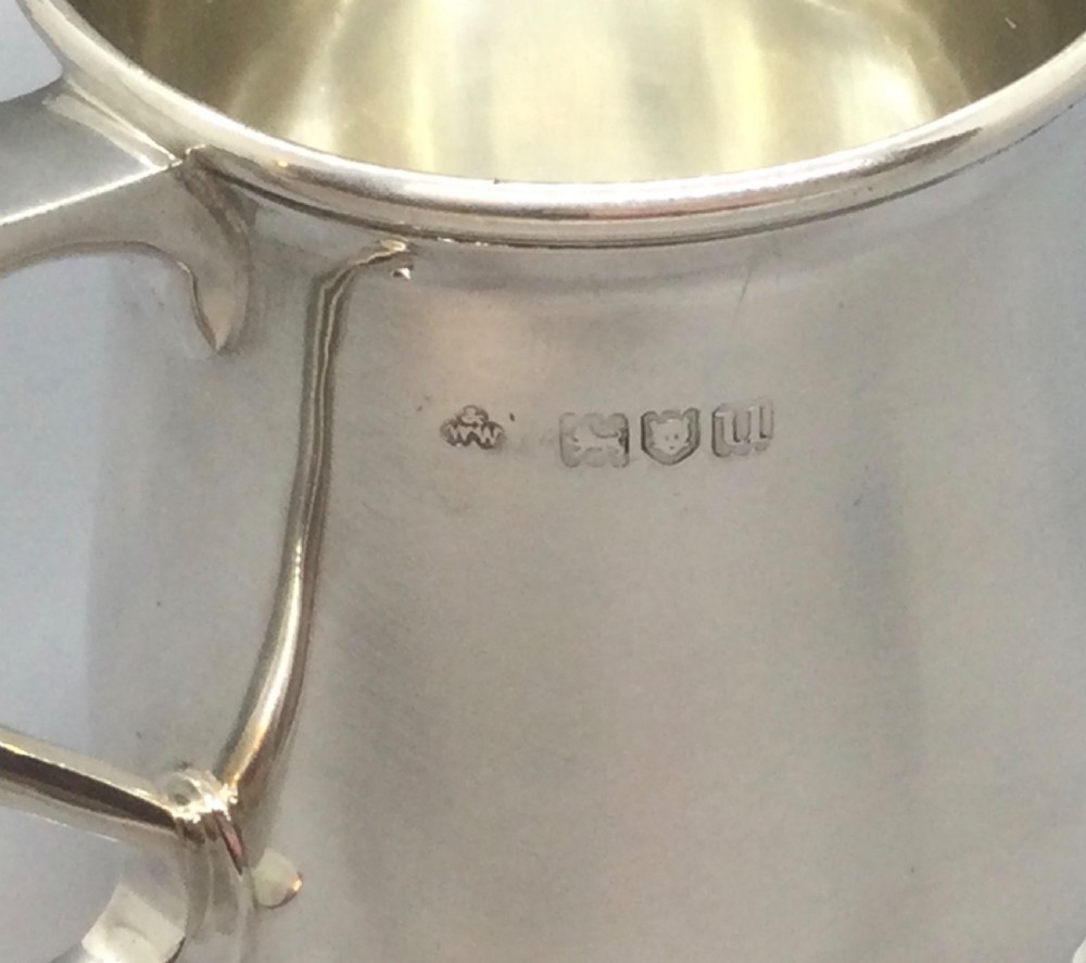 George V quality silver christening mug London 1915 View VIII