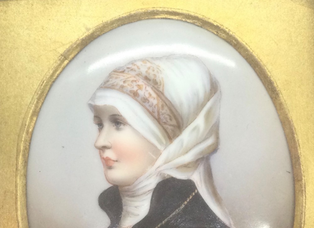 Late 19thc miniature porcelain portrait plaque c1880 View V