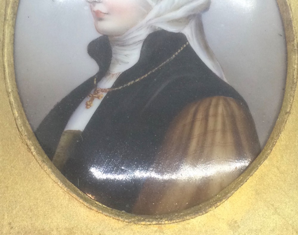 Late 19thc miniature porcelain portrait plaque c1880 View X