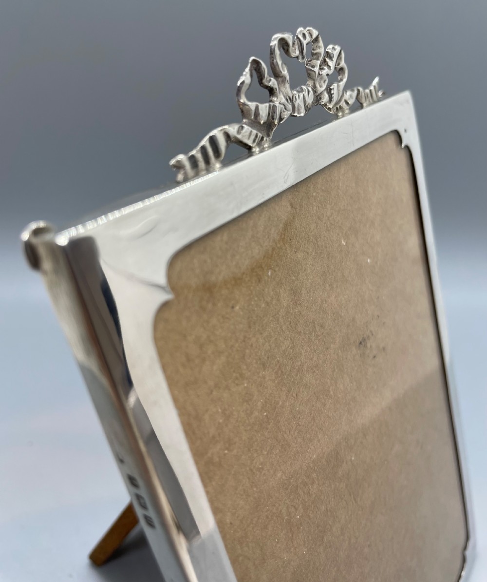 Geo V silver ribbon top photo frame Birmingham 1919 View VIII