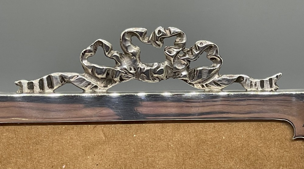 Geo V silver ribbon top photo frame Birmingham 1919 View X