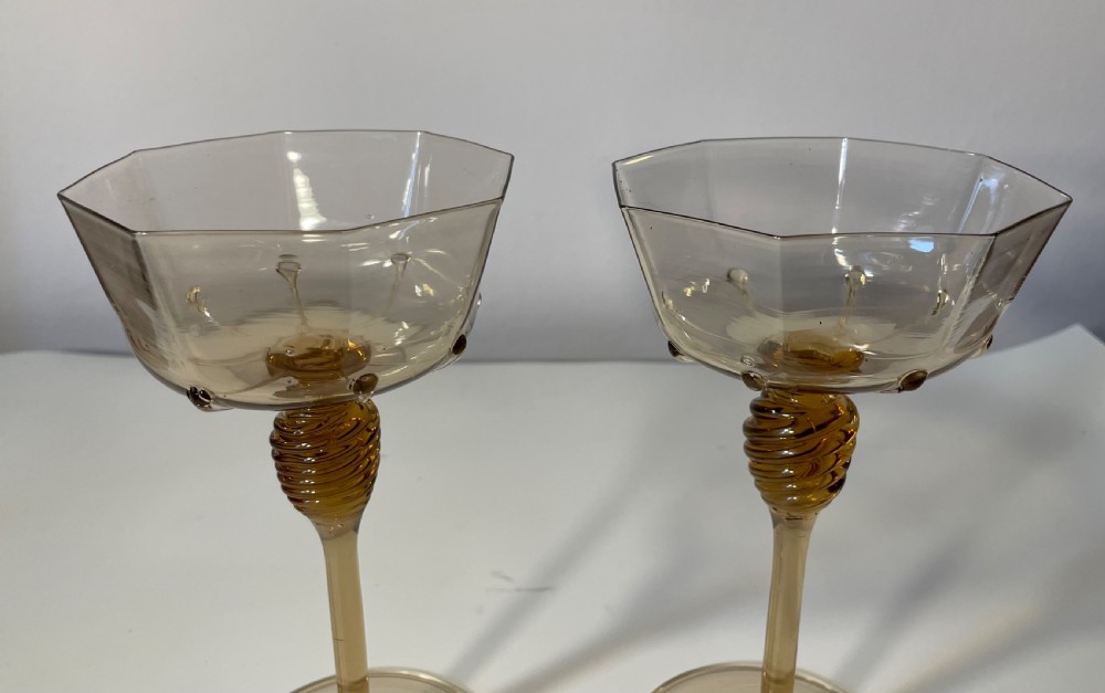 Vintage pair Murano champagne coupes c1920 View III