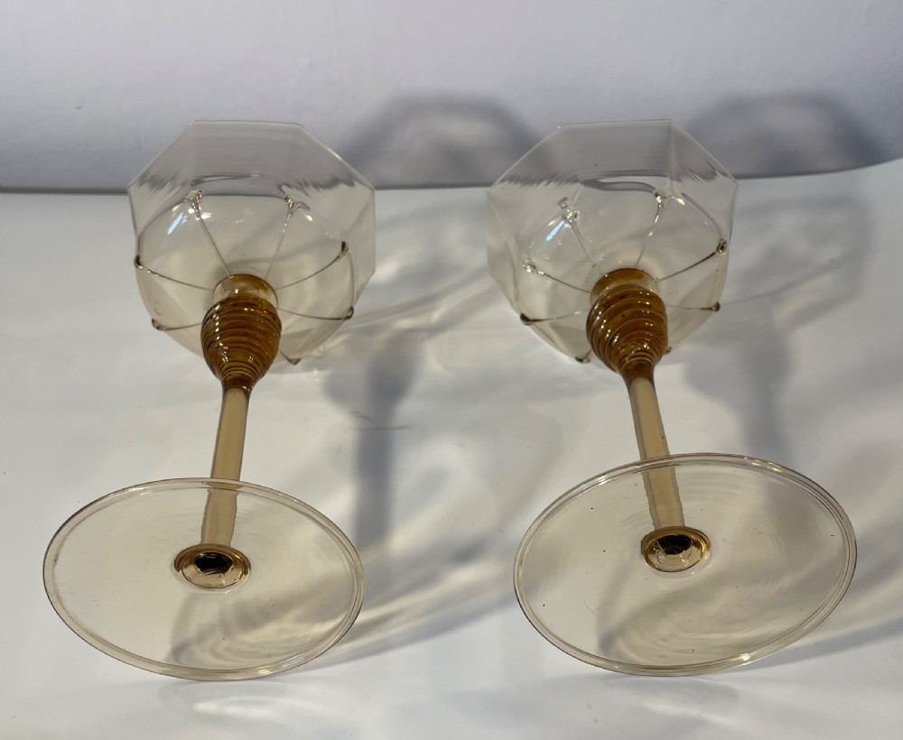 Vintage pair Murano champagne coupes c1920 View IV