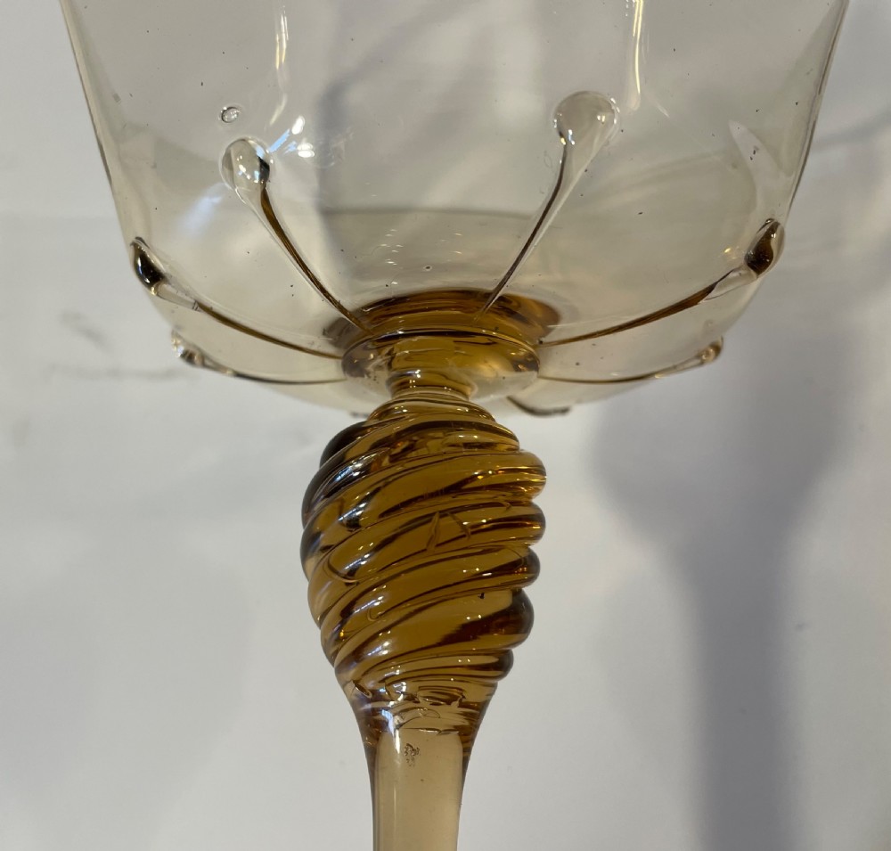 Vintage pair Murano champagne coupes c1920 View VI