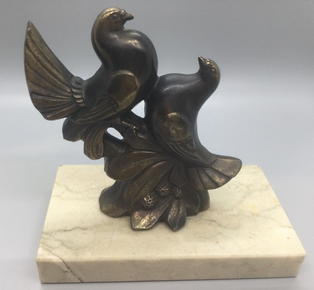 Pair French Art Deco spelter dove bookends c1930 View XI