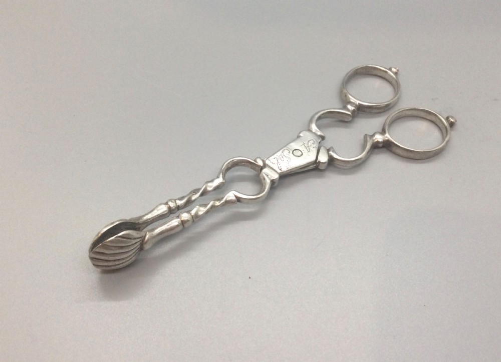 Early Georgian silver sugar nips tongs c1740