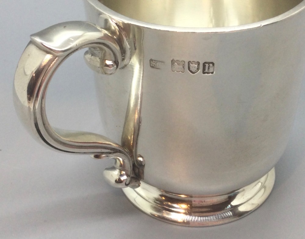 George V silver christening mug tankard London 1912 View IV