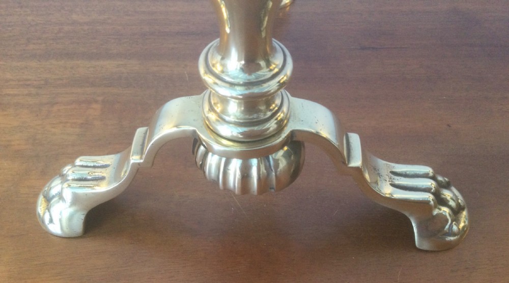 Quality Victorian pair brass fire dogs c1870 View VII