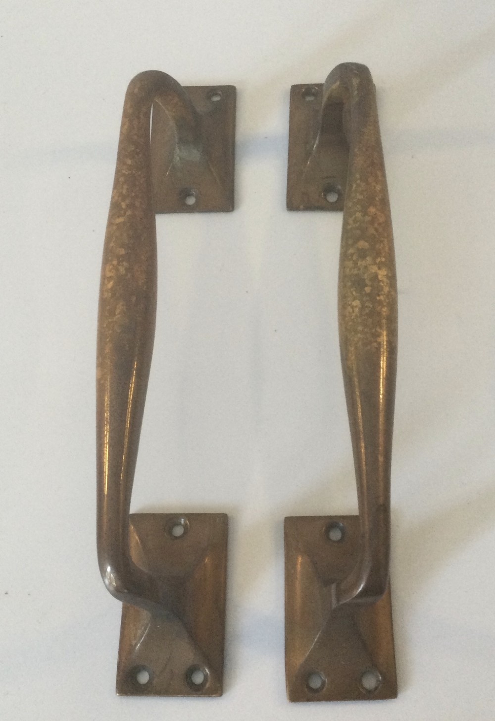 Art Nouveau style pair bronze door handles c1900