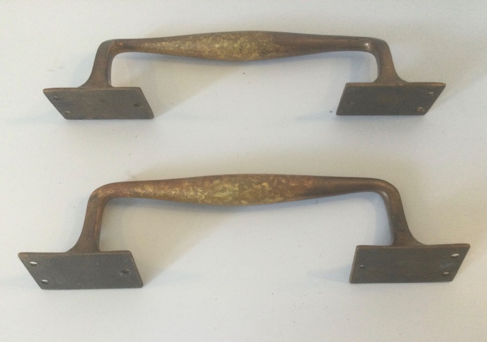Art Nouveau style pair bronze door handles c1900 View II