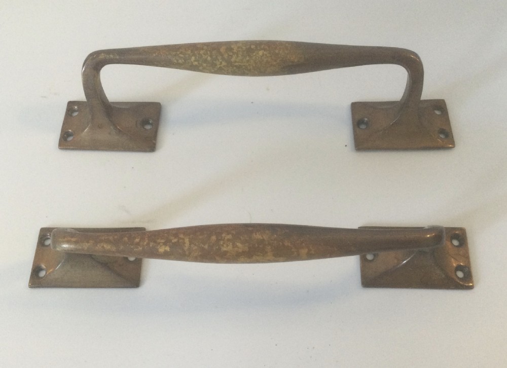 Art Nouveau style pair bronze door handles c1900 View III